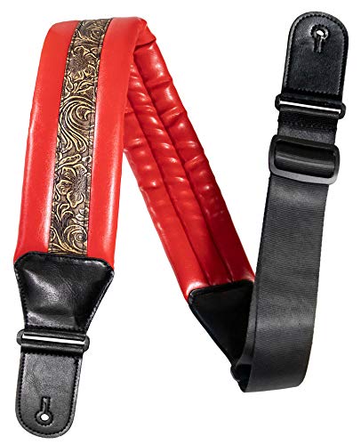 Sangle de Guitare Cuir Imprimé Rouge 8.5cm Néoprène Confortable Rembourré Pour Basse Acoustique Électrique Guitare… - Les Beatles, Paul McCartney, John Lennon, RIngo Starr, George Harrison Sangle de Guitare Cuir Imprimé Rouge 8.5cm Néoprène Confortable Rembourré Pour Basse Acoustique Électrique Guitare…