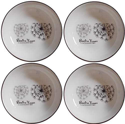 BandTie 4-Pack 4-Inch Small Size Round Plate Kitchen Dishes Chinese Jingdezhen Bone China Soy Sauce Dessert Plates Dish Fashion Creative Ceramics Tea Coffee Cup Saucer (4, Dandelion-Pattern)