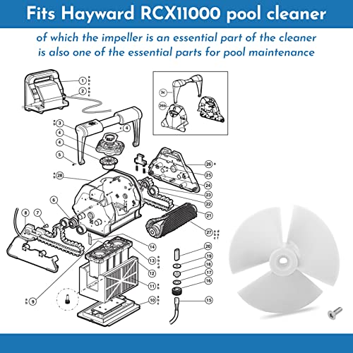 Image of Pool Cleaner Replacement Parts Impeller Assembly RCX11000 with Screw | for Hayward TigerShark QC /SharkVAC XL & TW Robotic Pool Cleaners RC9990A, RC9