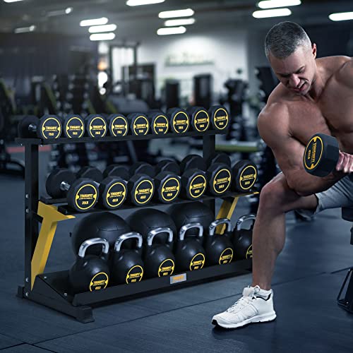 Toughfit 520Lbs Dumbbell Set With 3-Tier Rack - Pev Coated & Non-Slip Knurl Iron Handle - Free Weights For Strength Training Full Body, Decagon Dumbbells For Home Gym, Workouts #TOP4