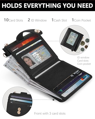 Image of Keychain Wallet Wristlet for Women,RFID Small Wallet | Wallet Wristlet with Zipper Coin Pocket,Vegan Leather Card Wallets for Women, 2 ID Window,Gift