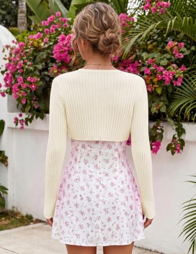 Image of Women's Cropped Cardigan for Dress Fitted Bolero Shrug Long Sleeve Sweater