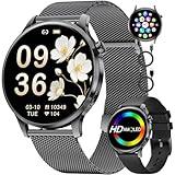 SUNKTA Smartwatch Uomo Donna,1.32' AMOLED Orologio Smartwatch con Chiamata Bluetooth,100+ Modalità Sportive,Orologio da Donna con Sonno/Cardiofrequenzimetro,IP68,Android iOS,2 Cavi di Ricarica, Nero