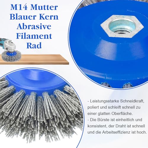 Schleifbürste, Nylonbürste 46/60/80/120 Körnung, 150mm M14 Polierbürste für Satiniermaschine Winkelschleifer Drahtziehrad, Holz und Metall Entrosten, Polieren, Schleifen (46 Körnung)