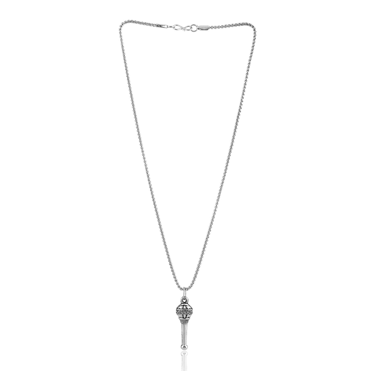 Gada (Mace) Pendant Necklace for Men & Women: Oxidized Stainless Steel Plated Spiritual Gada Locket Pendant for Strength & Devotion-image-45