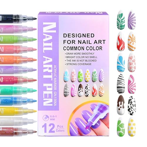 Stylos Vernis À Ongles - Formulas Imperméable, 12 Couleurs De Vernis À Séchage Rapide Avec Pointe En Acrylique, marqueur D'ongles - IDées Pour Cadeaux De Noël Débutantes Femmes Manucure
