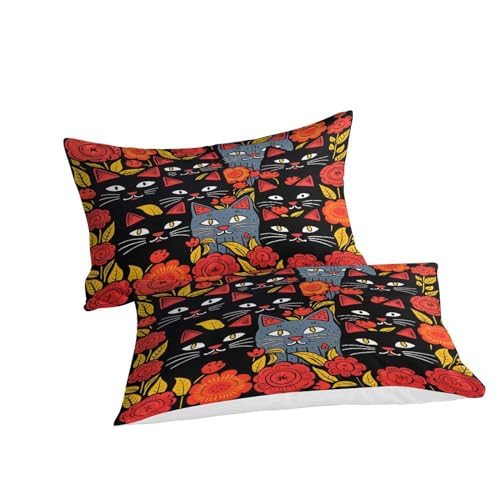 Parure de lit chat 3D king en microfine premium avec fermeture éclair