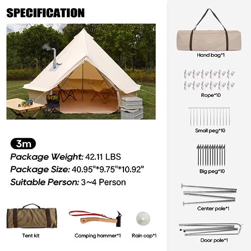 Carpa Bell para Camping, Lujosa de Algodón, para 8 Personas miniatura 6