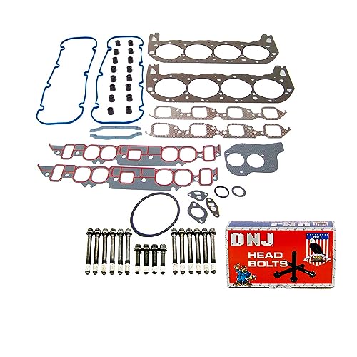Image of DNJ HGB3111 Engine Cylinder Head Gasket Set with Head Bolt Kit, Complete Repair Set for 1991-1995 Chevrolet, GMC C1500, C2500, C2500 Suburban 7.4L V8 16V OHV 454cid