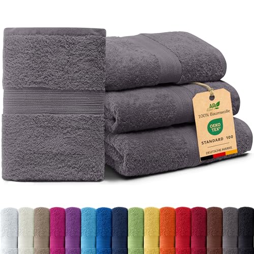 AR Line 4er Pack zum Sparpreis, Frottier Handtuch-Serie - in 7 Größen und 16 Farben 100% Baumwolle 500 g/m², 4er Pack Handtücher (50x100 cm) in Anthrazit-Grau