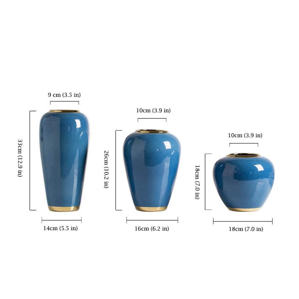 Wazony Dekoracyjne Ceramiczny wazon Trzyczęściowy zestaw Salon Kompozycja kwiatowa Pulpit Miękka dekoracja Dekoracja Wazon porcelanowy Nowy chiński styl Dekoracje domu, dekoracje salonu(C)