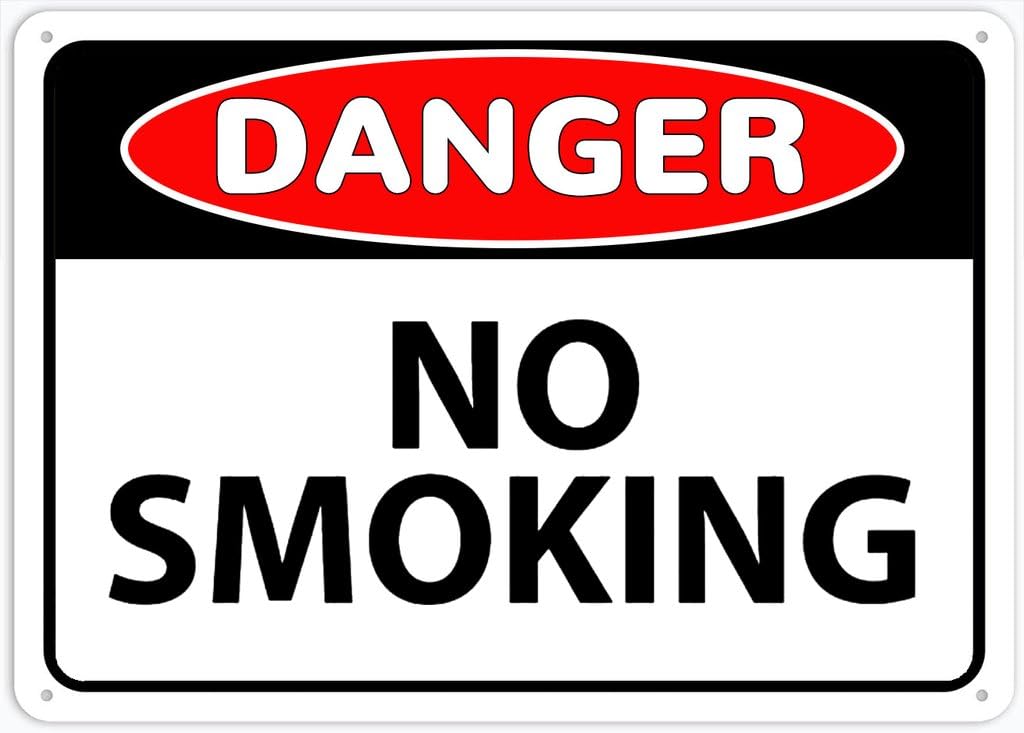 8"x12" Tin Metal Sign - Danger No Smoking - Decorative Plate For Shop, Yard, Garage, Outdoor Wall
