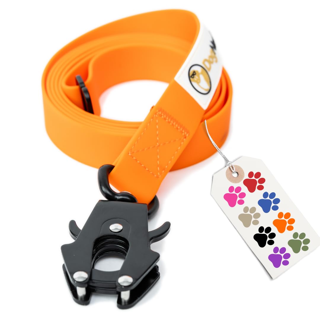 DogNerd 6FT Silicone Heavy Duty No Pull Tactical Dog Leash - Quick Release/Locking Carabiner for Medium & Large Breeds - Waterproof Durable Strong