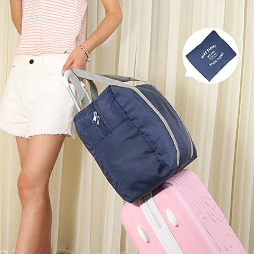 Foldable Travel Duffel Bag Luggage Sports Gym Water Resistant Nylon Multipurpose for Clothes Organizer (Blue)