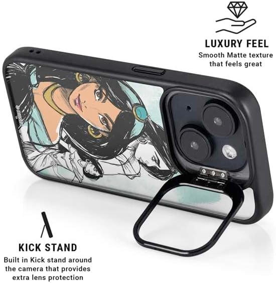 Skinit Kickstand Phone Case Compatible with iPhone 16 Plus - Officially Licensed Disney Princess Jasmine Sketch Design