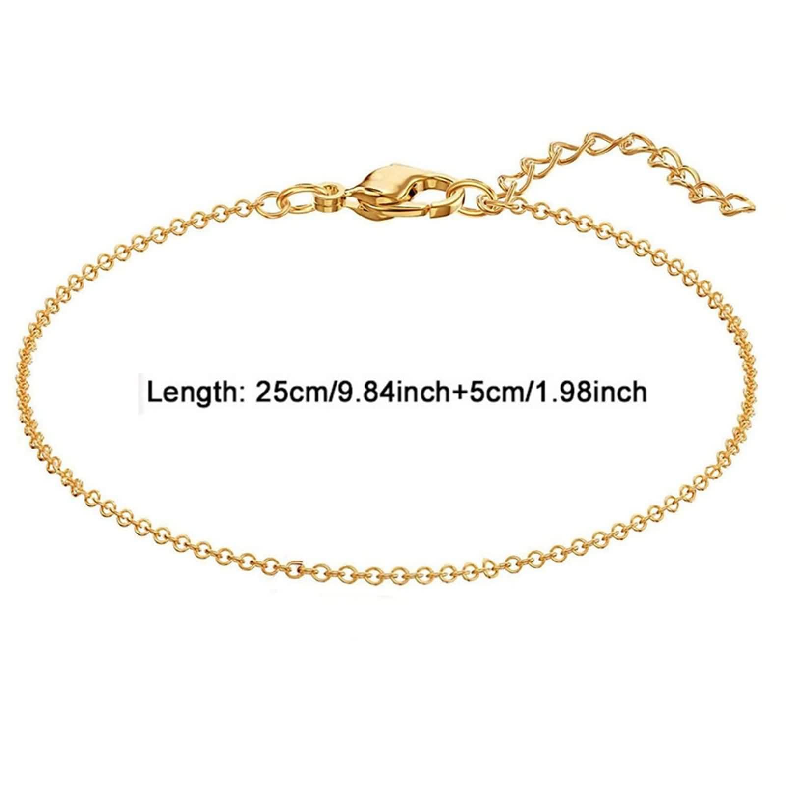 Cavigliera boho in oro giallo 18 carati, per donne Au 750, per l'estate a piedi nudi, da spiaggia, per mamma e ragazza, lunghezza 30 cm