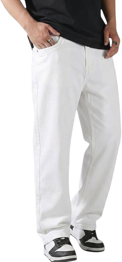 White Relaxed-Fit Cotton Twill Baggy Jeans (in, Numeric, 28