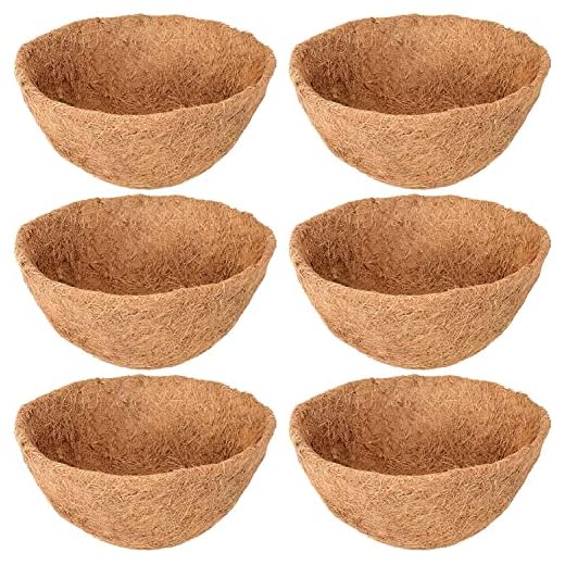 Legigo 6 Pack 12 Inch Hanging Basket Coco Liners Replacement, 100% Natural Round Coconut Coco Fiber Planter Basket Liners for Hanging Basket Flowers/Vegetables