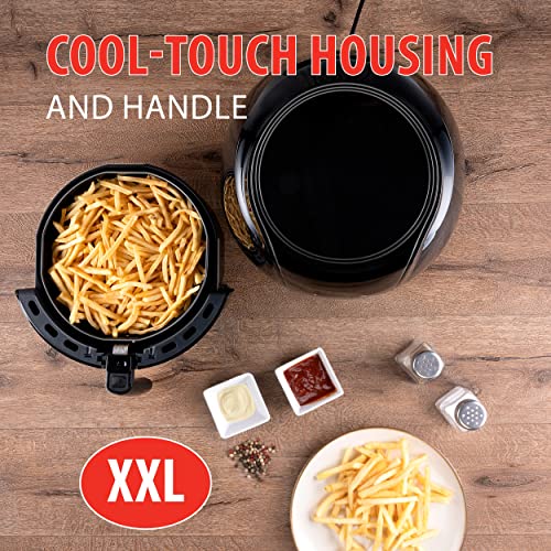 alpina Airfryer - Digitaal Touchscreen - 5 Liter - Hetelucht friteuse - Heteluchtoven - Friet, Groente, Brood, Muffins - 7-8 Personen,Zwart - Image 6