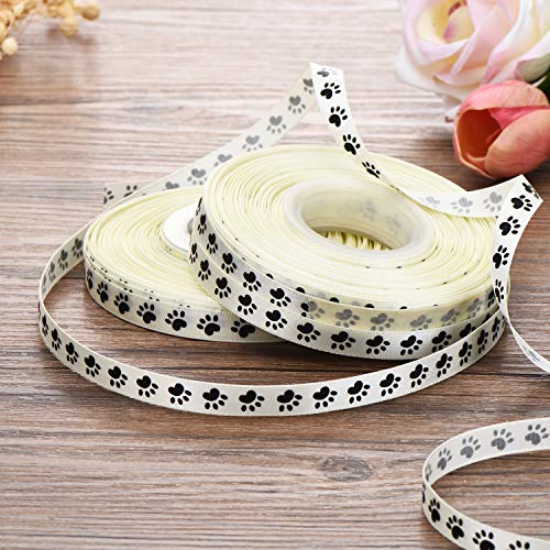 2 Rolls Paw Print Ribbon Paw Party Stain Ribbon Rolls For Dog Paw Print Party Ornaments Gift Wrap Decor, 3/8 Inch By 50 Yard #TOP1