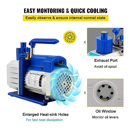 Bomba de vacío BUUBO, bomba de vacío de una etapa con cámara de 5 galones y capacidad de 7 CFM, 0.75 HP, para servicio de aire acondicionado, estabilización de madera y desgasificación de resinas miniatura 6