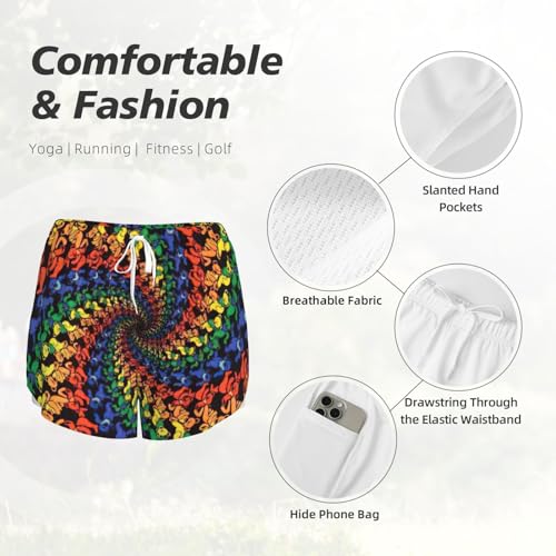 Short de yoga double couche imprimé tie dye blanc Medium pour femme