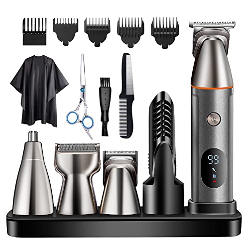 Vsmooth Tondeuse à barbe multifonction pour homme - Convient pour moustache, corps, nez, oreilles, visage - Tondeuse à cheveux rechargeable - Tondeuse de...