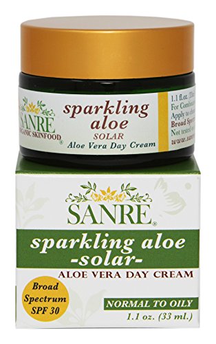 SanRe Organic Skinfood - Sparkling Aloe - Organic Aloe Vera Day Cream For Oily/Combination to Acne Prone Skin - SPF 30
