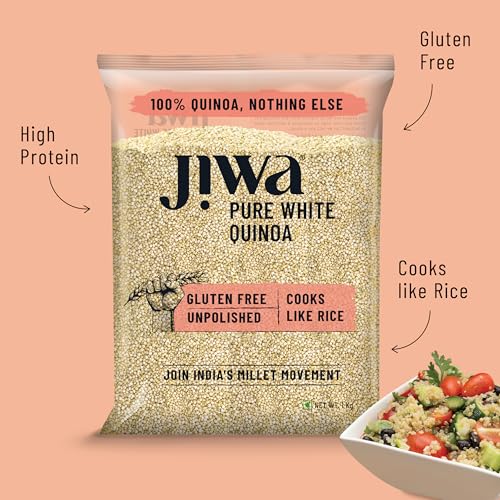 Image of Jiwa Pure White Quinoa | High Protein | Cooks Like Rice | Gluten Free| Superfood | 1 Kg
