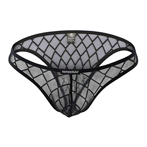 Uneihoiz Sexy Strings sous-vêtements Transparent Biniki Panties pour Homme en résille Extensible Noir M Cover