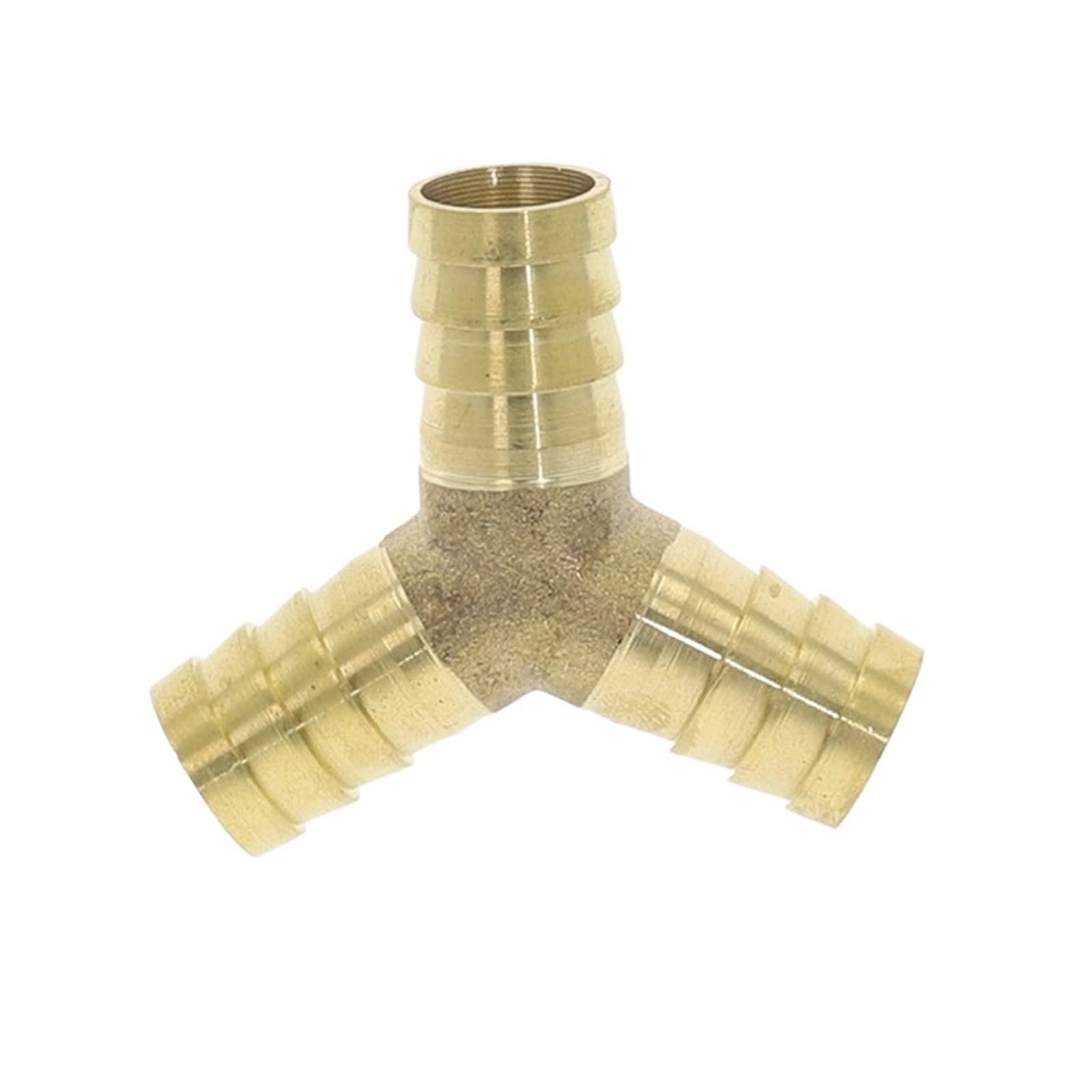 3 Way Hose Connectors Brass Splicer Pipe Fitting Y Shape 3 Way Hose Barb Copper Barbed Connector Joint Coupler Adapter(8mm)