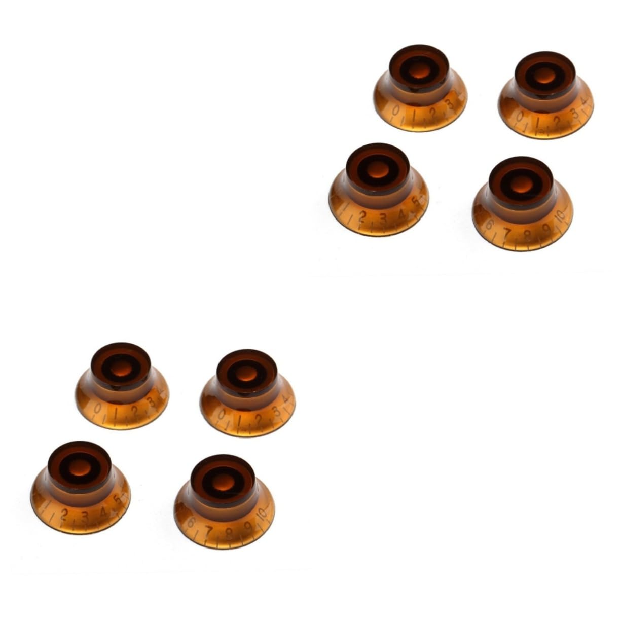 PartyKindom 2sets 10 Grid Volume Digital Scale Display Knobs Control Amplifier Knobs for Electric Guitar Bass Amber 4pcs*2