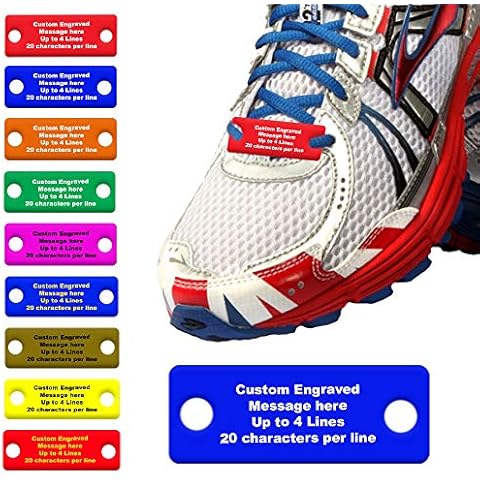 Waterproof Shoe ID Tag Personalized High Impact Acrylic - in Case of Emergency Identification for Runners, Cyclists, Athletes, Travelers, Fitness, (Blue/Yellow) Cover