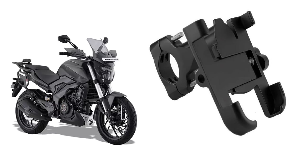 Bike Mobile Holder Metal (Aluminium Alloy) | 360° Rotation Handlebar Phone Mount | Anti-Vibration Clamp | Motorcycle & Cycle Mobile Stand Suitable for Bajaj Dominar 400-picture-34