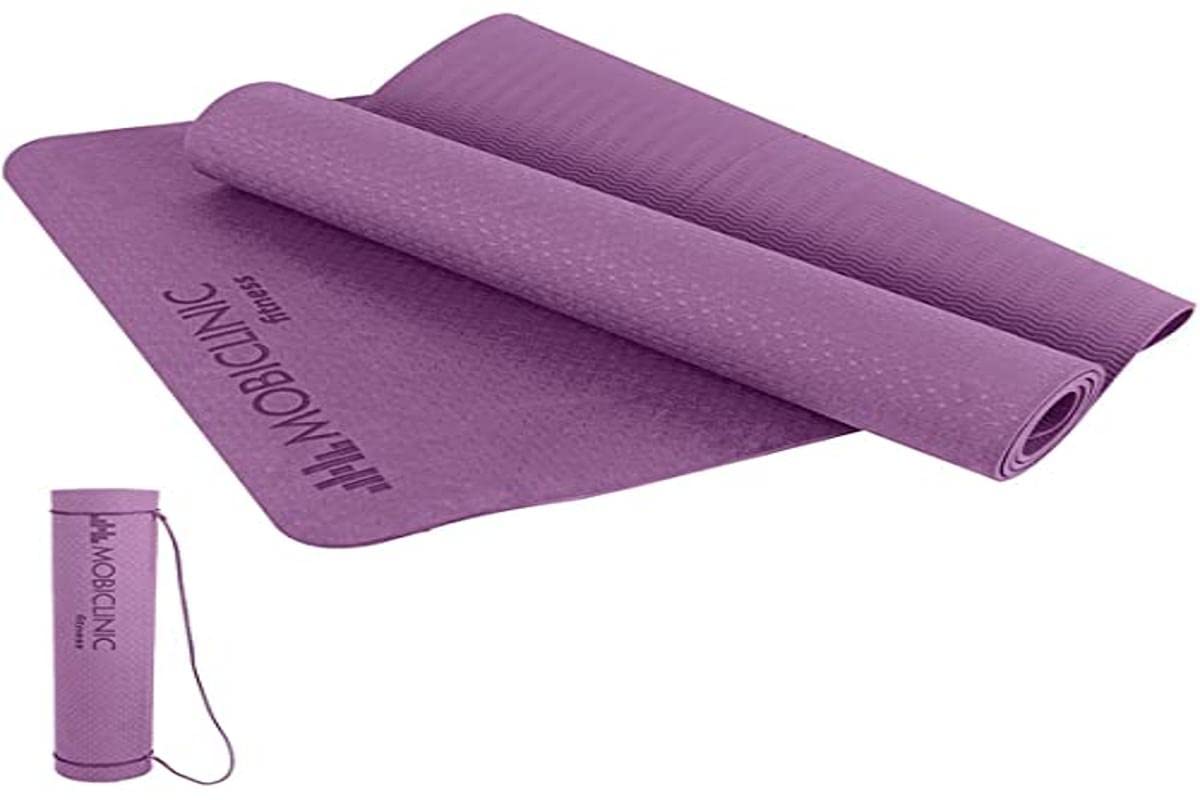 Mobiclinic®, Yoga Mat, Including Carrying Strap, 181x61x0.6 cm, 6mm Thick, Yoga Mats with Carry Strap, Anti-slip, Waterproof, Ecological, Fitness, Sport, Washable, EY-01, Flexible, TPE, Pilates