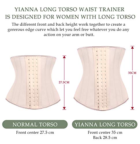 Image of YIANNA Latex Long Torso Waist Trainer for Women Tummy Control Underbust Waist Cincher Corset Sport Girdle Body Shaper,YA11688-Beige-XS