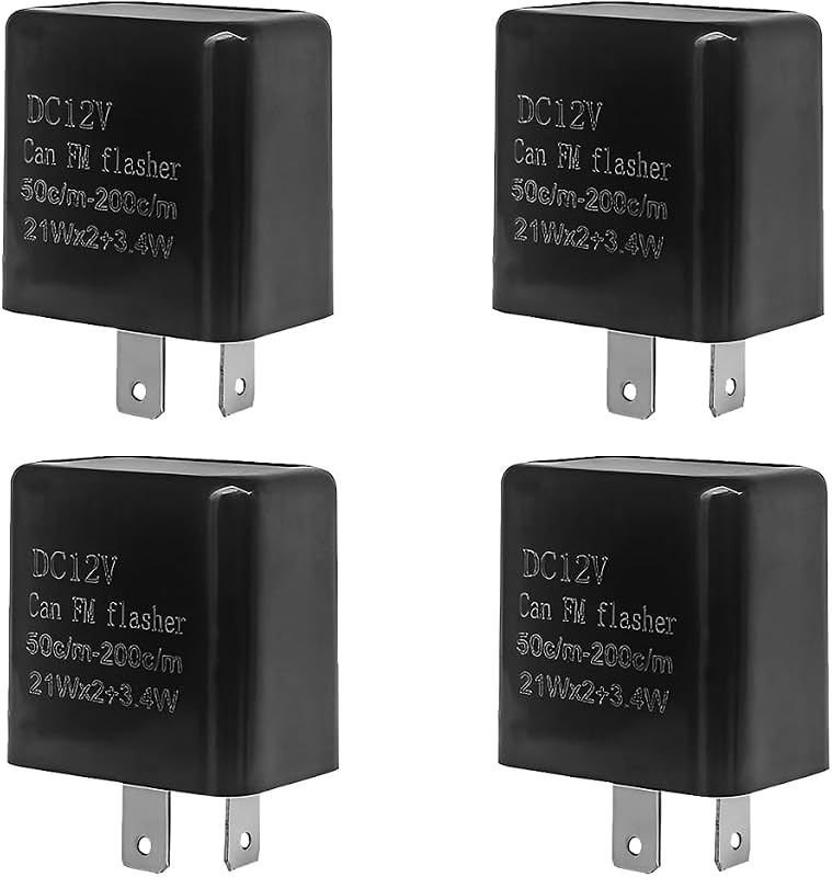 Relé eletrônico do pisca LED AICEL 2 pinos 12 V com velocidade ajustável para carros e motocicletas – Kit com 4 unidades