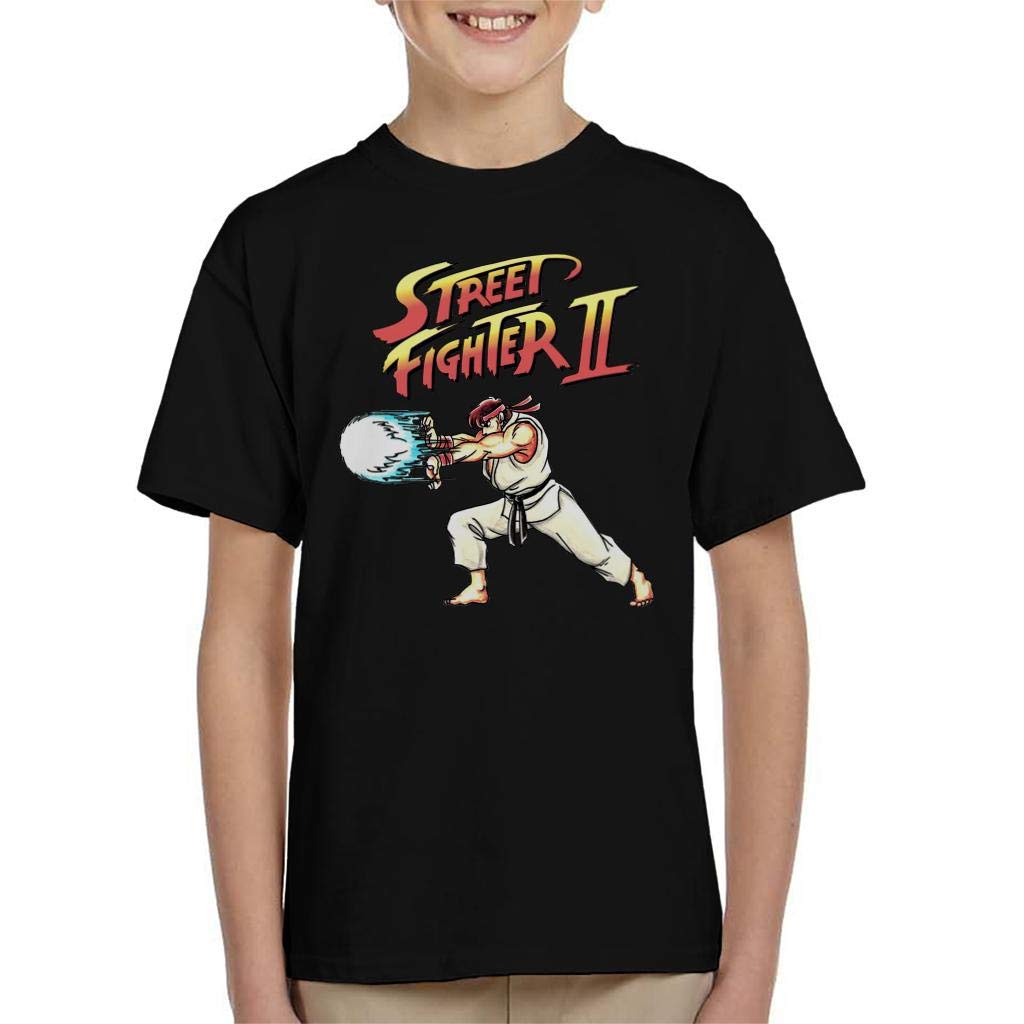 Cloud City 7 Black Street Fighter Ryu Hadauken Kid's T-Shirt
