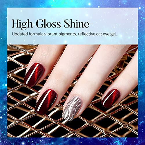 image for Kredioo Gel Nail Polish Cat Eye Polishes with Magnetic Tool, 6 Hologra