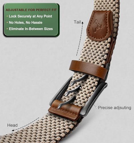 Image of BULLIANT Men Belt Rerversible Golf Belt Stretch Braided for Gift Men 1 3 /8 inch-2 In 1 Belt