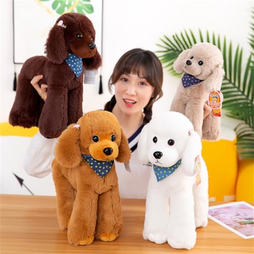 Xiyocadt Realistischer Hund, Stofftier, Spielzeug, Bezaubernd,Hund Kuscheltier Mit Schal Kawaii Tier PlüSch Puppe Pudel PlüSch Hunde Dog Geschenk FüR Kinder MäDchen (20cm,Weiß)