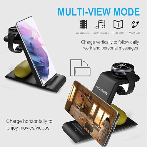 SPGUARD Induktions-Ladegerät, 3-in-1, kabelloses Ladegerät, 18 W, Qi Rapid Charger, kompatibel mit Samsung Galaxy Watch 6/5/4, Samsung Galaxy S23/S23+/S23 Ultra/S22, Galaxy Z Fold 5/4, Flip 5/4, – Bild 6