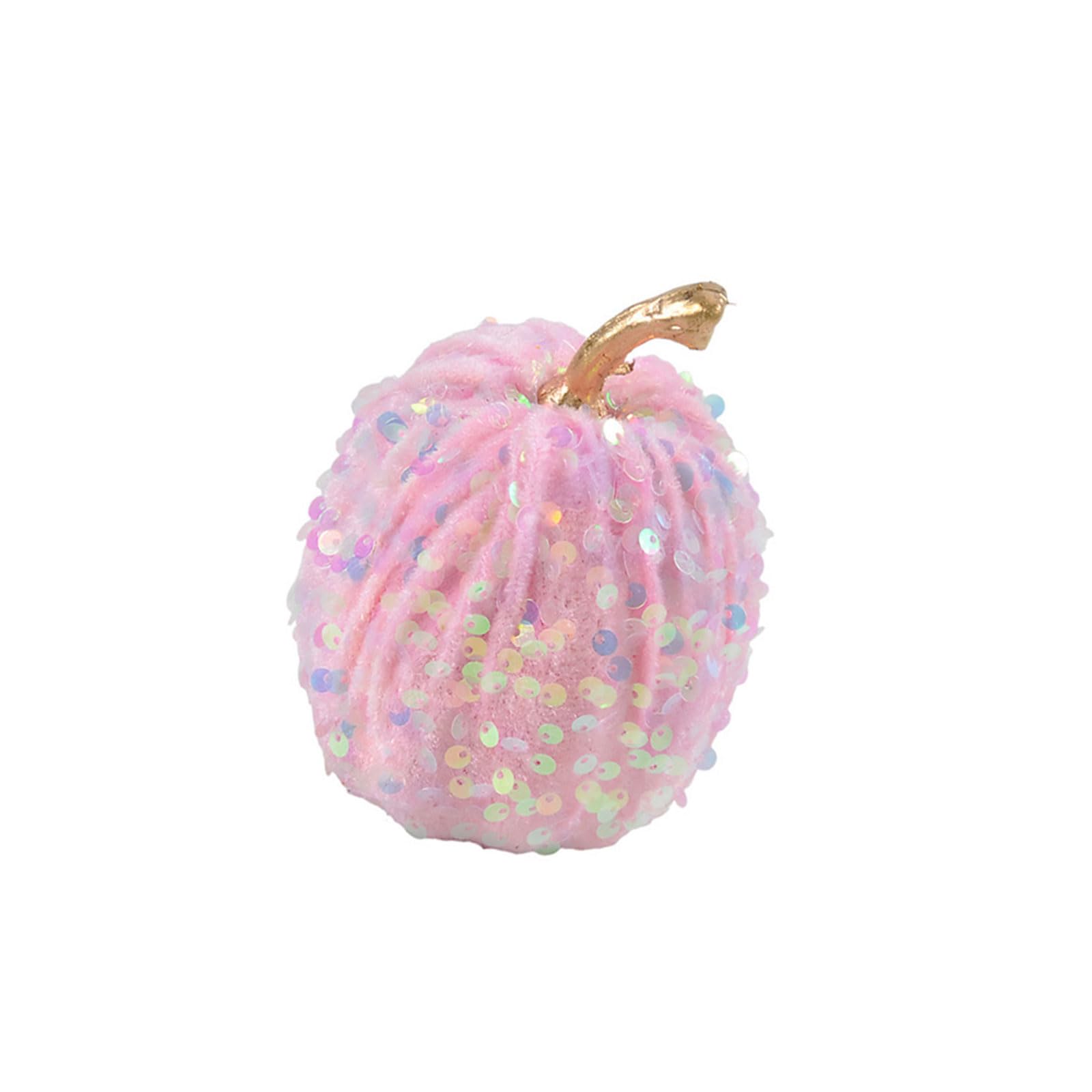 APGLSXY Halloween Pumpkin Decoration Finish Gold Top Autumn Seasonal Tabletop Ornament Holiday Desk Decoration Velvet Pumpkin Figurine Thanksgiving Shelf Accent Harvest Home Display Reflective Autumn