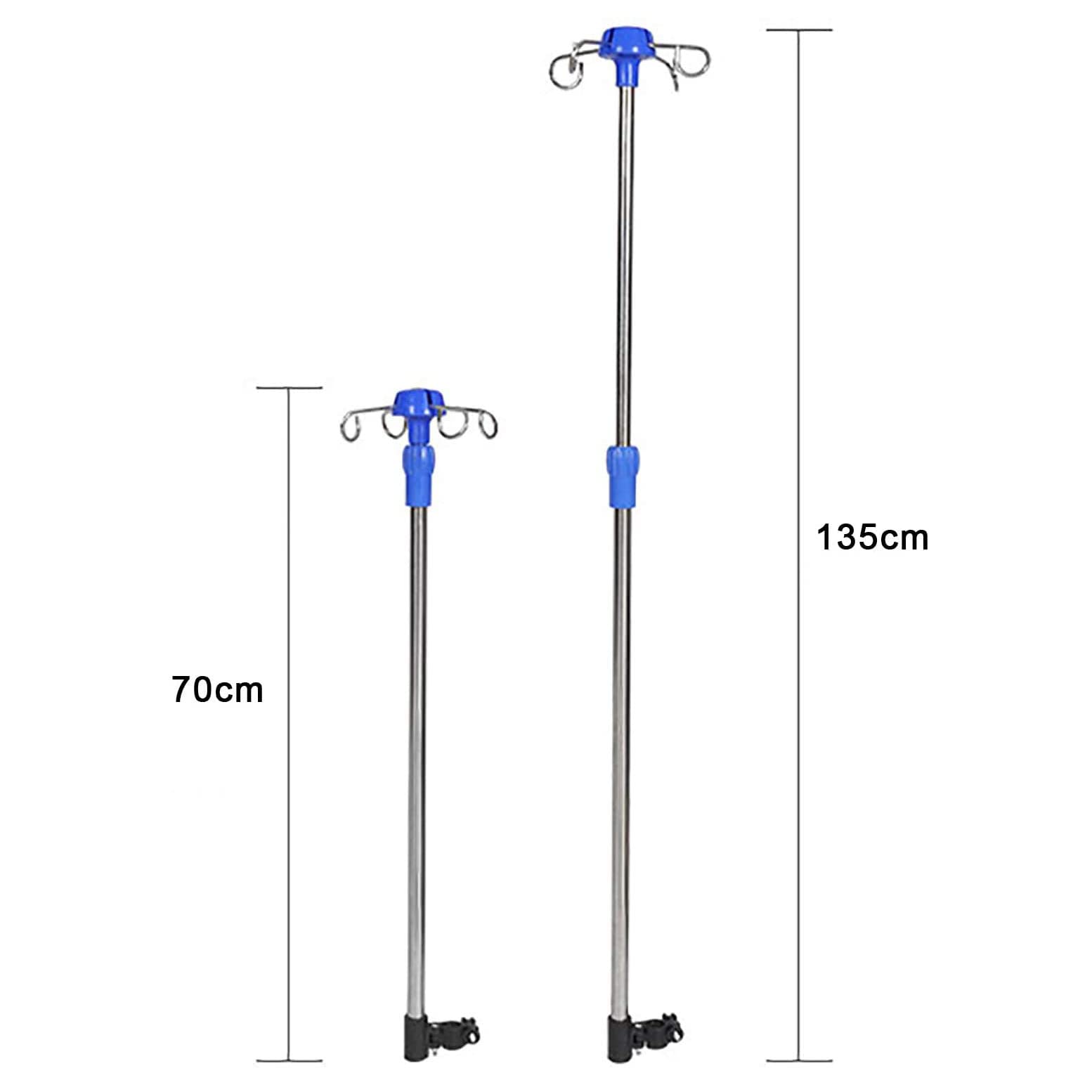 Soporte portátil para Bolsa intravenosa para Silla de Ruedas, Soporte para infusión de Acero Inoxidable de Altura Ajustable, Soporte para infusión de 4 Ganchos, Soporte para Silla de Ruedas