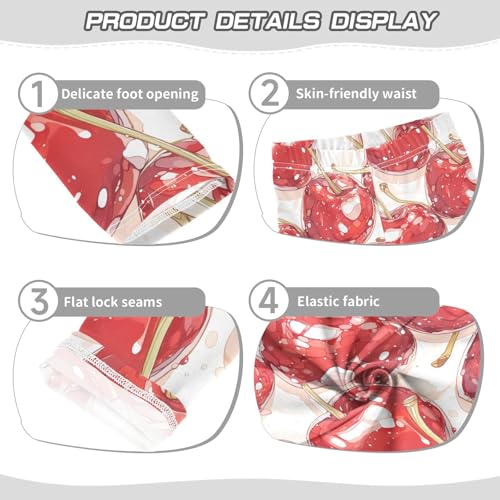 KLL Red Cherry Girls Cotton Pants Comfortable High Waisted Sweatpants Gym3