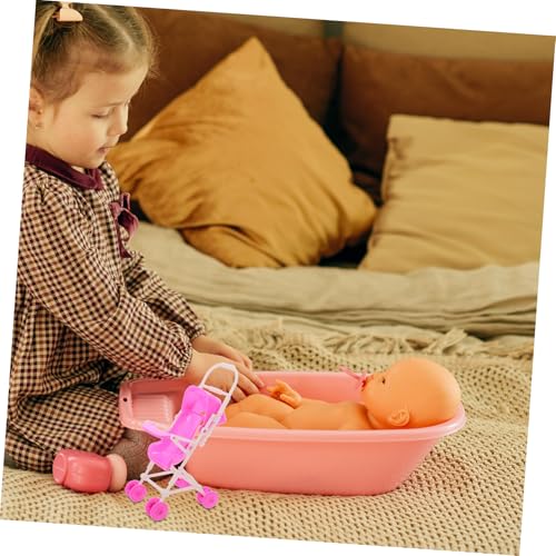 Beaupretty Simulation Puppenwagen für Leichter und Realistischer Puppenbuggy Zubehör für Puppenhäuser Fördert Kreatives Rollenspiel Robustes Langlebiges Design aus Hochwertigem – Bild 6