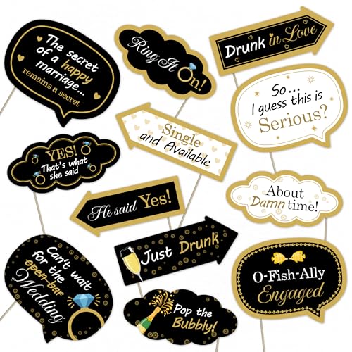 Engagement Party Photo Booth Props Set – Fun Romantic Decorations