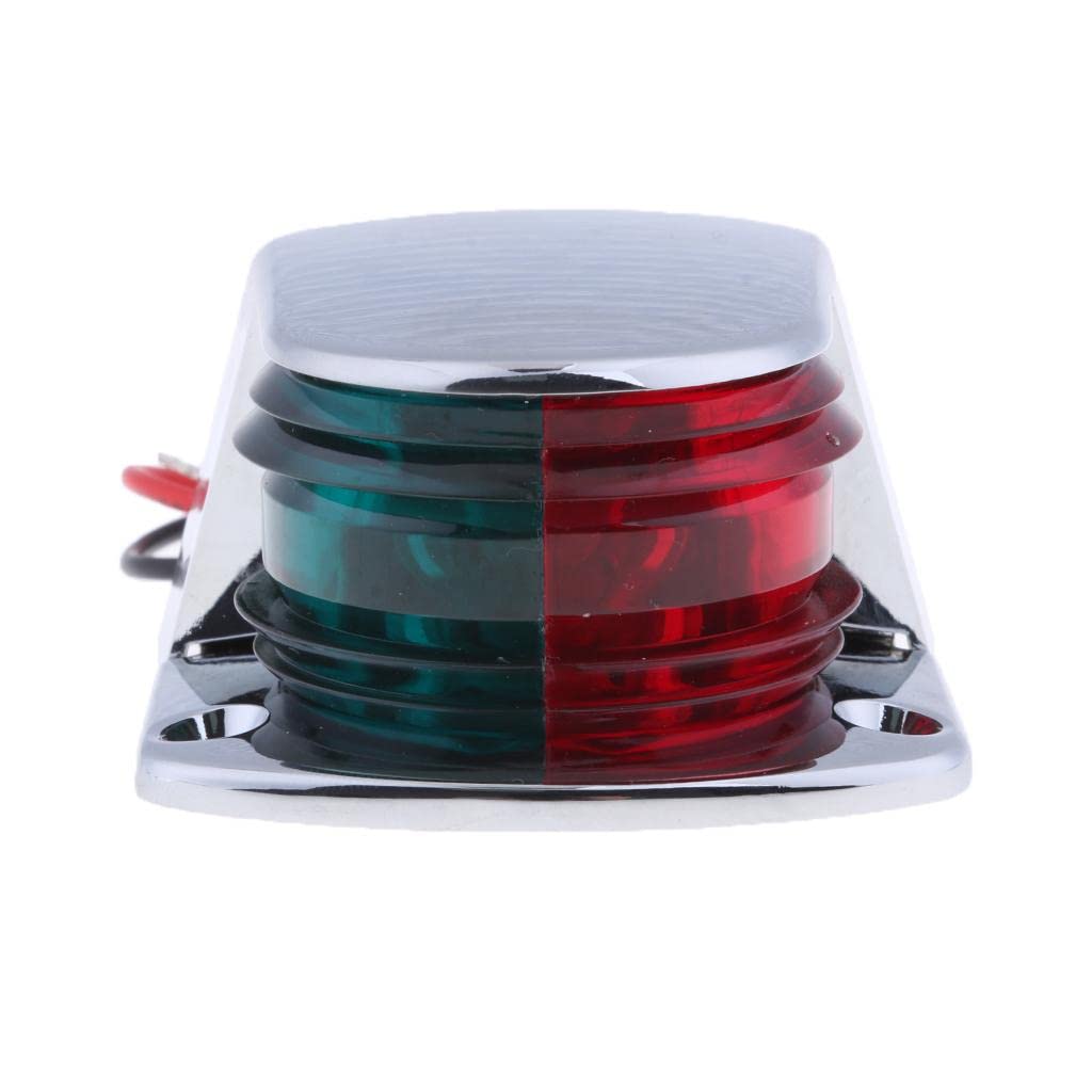 IVELECT 1 Piece Silver Boat Stainless Steel Lights Bow Navigation Light Bi-Color Lens Signal Light