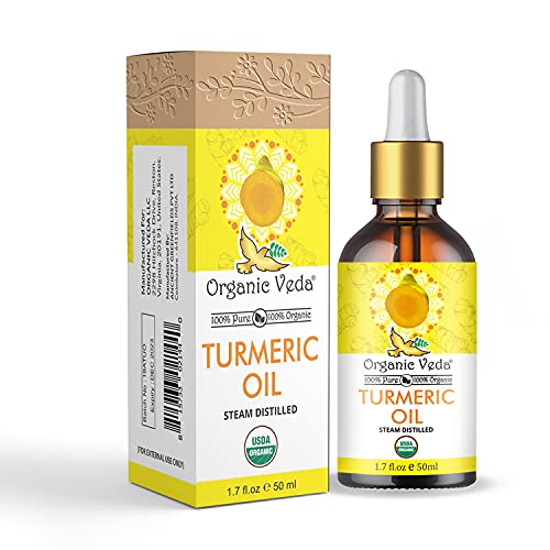 Organic Veda Turmeric Oil â€“ 100% Pure Organic Essential Oil Made from Steam Distilled Turmeric rhizomes for Skincare & Joint Pain - Excellent for Aromatherapyâ€“ 1.7fl.oz