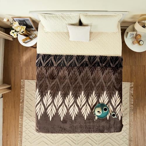 Image of amazon basics Plush Blanket | Double Size | 300 GSM 100% Polyester| Super Soft & Cozy (Light Brown)